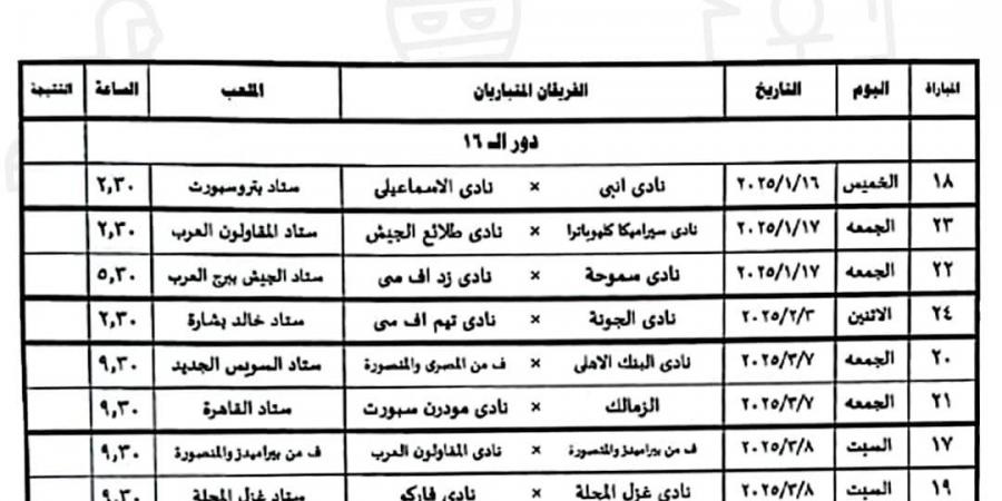 بعد تأهل الزمالك.. اتحاد الكرة يعلن موعد مباريات دور الـ16 من كأس مصر