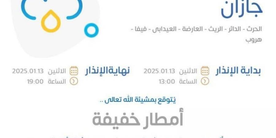 الأرصاد: رياح شديدة وصواعق رعدية ممطرة على منطقة جازان